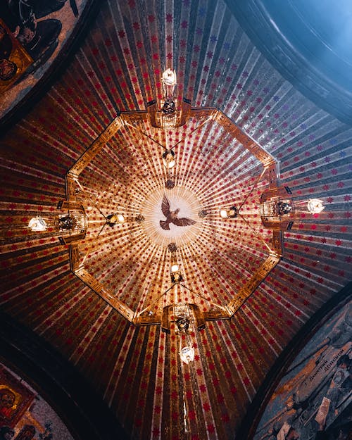 Chandelier Hanging From the the Church Ceiling