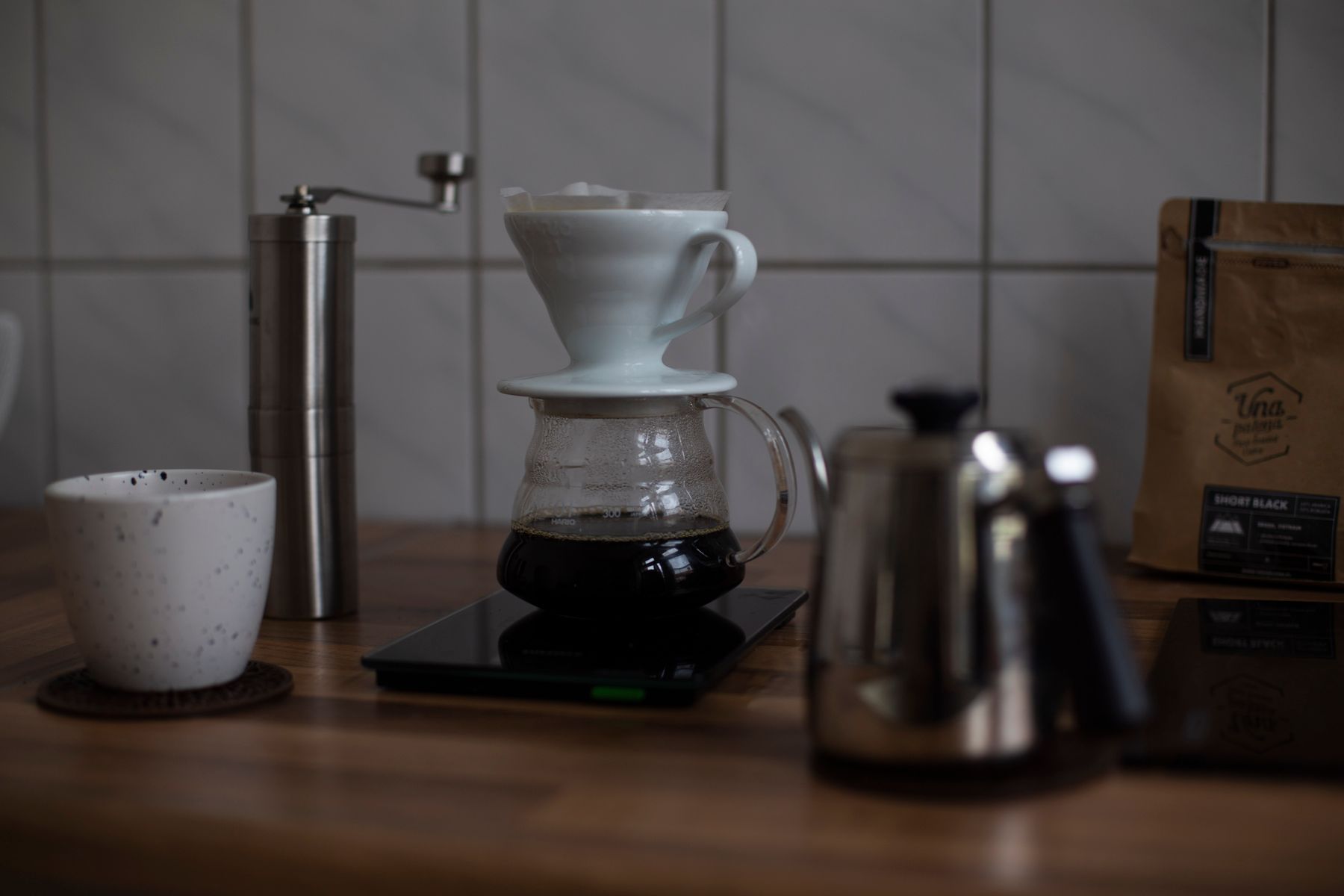 Coffee being brewed by hand