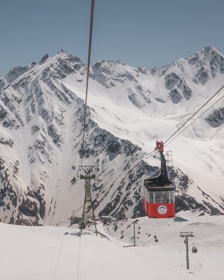 Hoist On Hill In Winter Mountains