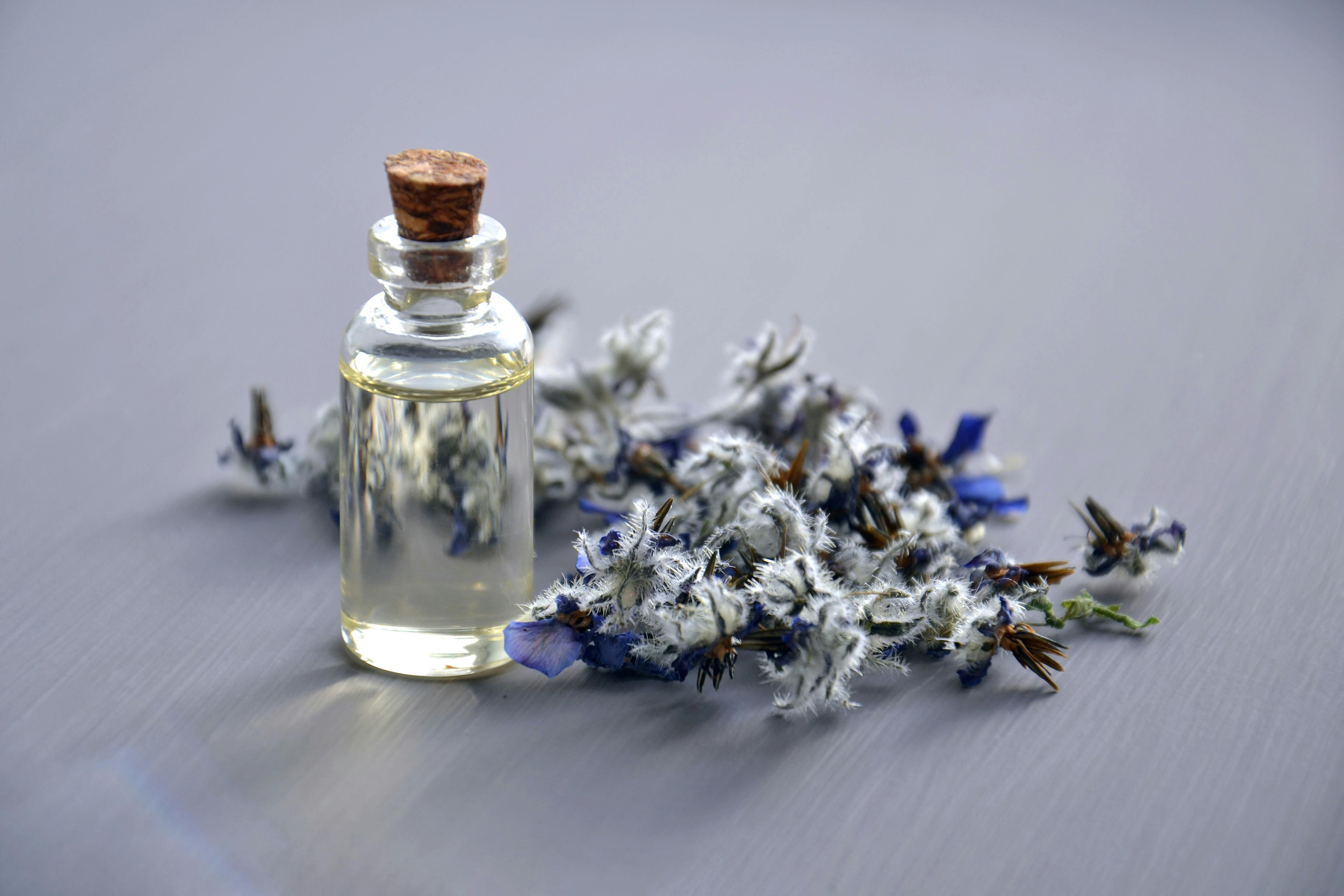 Lilac Essential Oil In A Small Bottle Selective Focus High-Res Stock Photo  - Getty Images