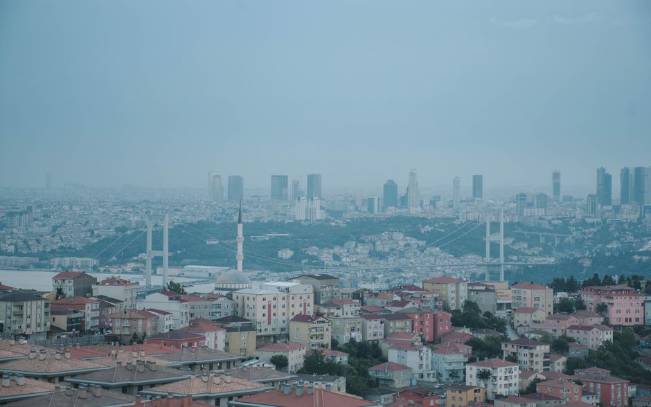 A multi-story parking garage (otopark) in a busy Turkish city like Istanbul