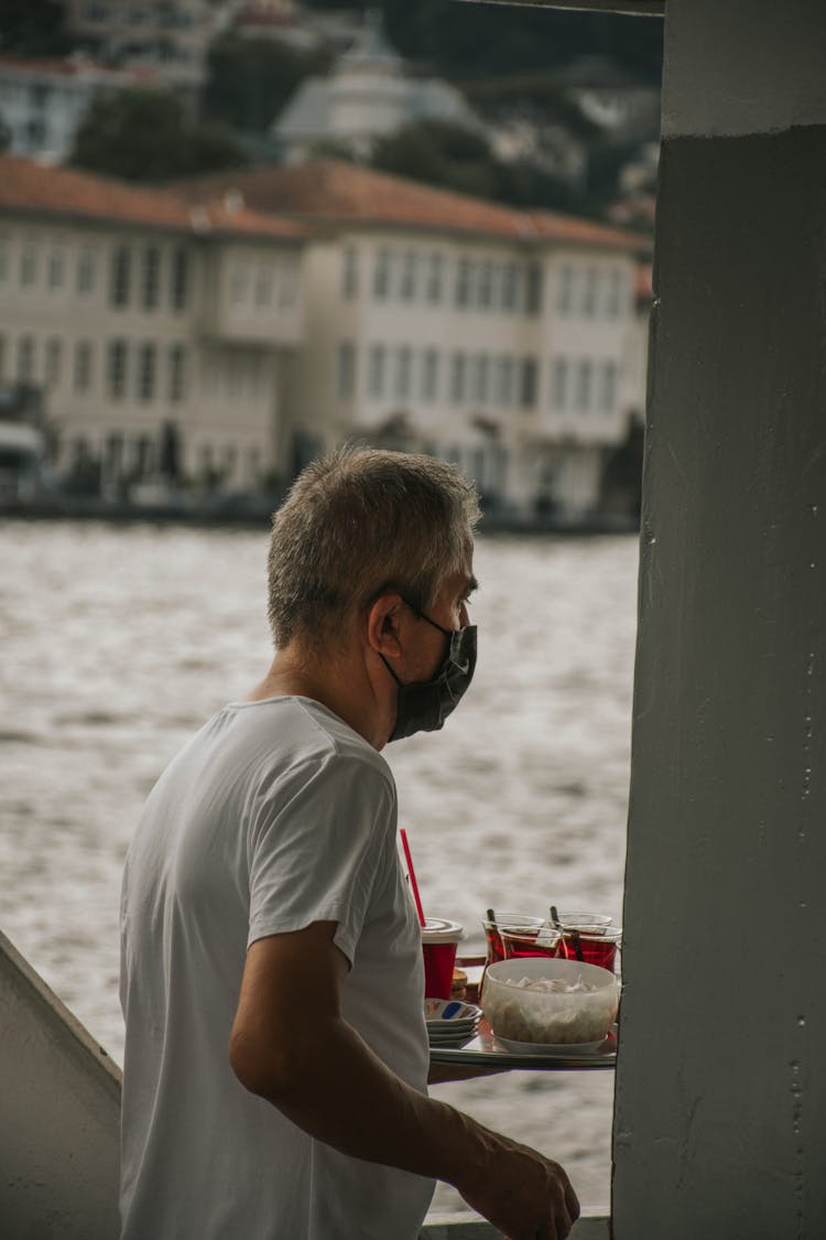 Waiter Carrying Tea In Istanbul