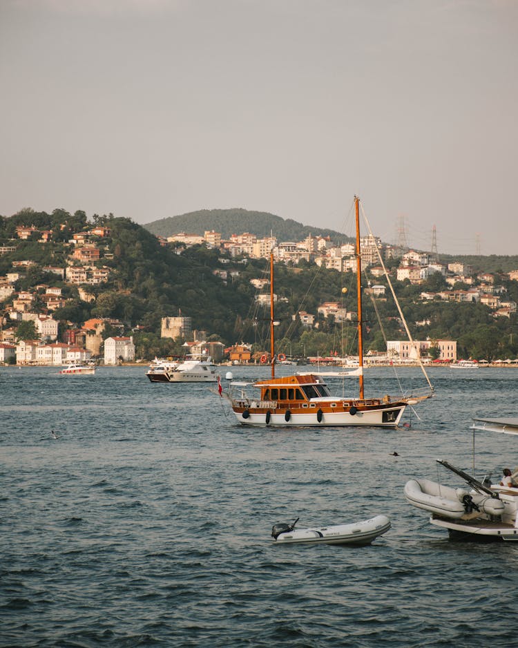 Vessels On Sea Near Shore In Istanbul