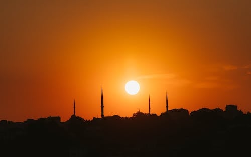無料 オレンジ, シルエット, モスクの無料の写真素材 写真素材