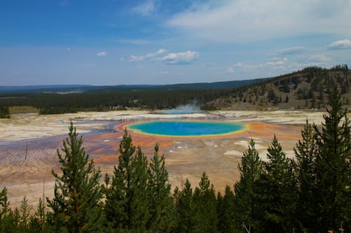 Free Hot Springs in Wyoming Yellowstone Park Stock Photo