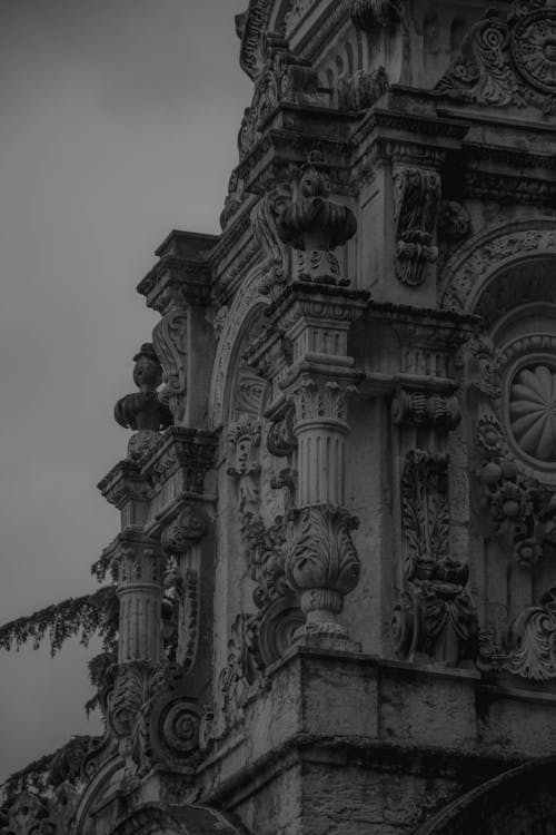 Free An Ancient Architecture in Grayscale Photography Stock Photo