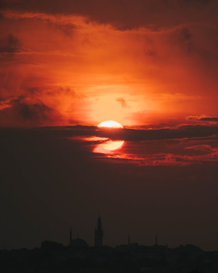 Dark Red Photo Of Sunrise