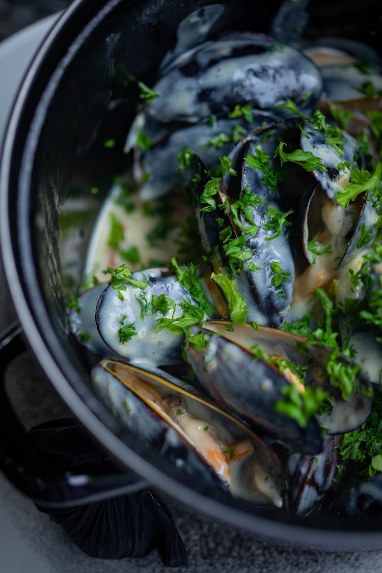 Mussels Cooking In A Pot 