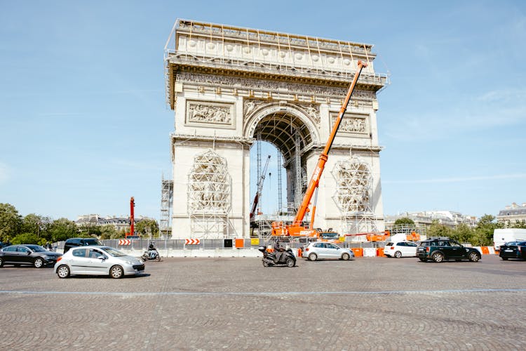 Construction Repair On The Arc De Triomphe In Paris