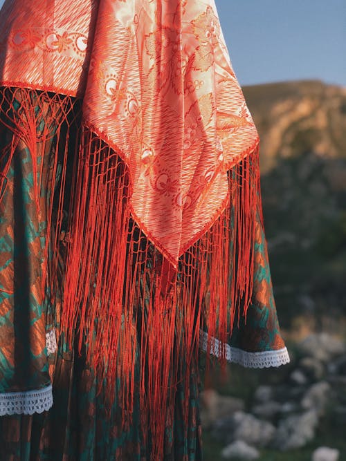 Red Scarf with Fringes