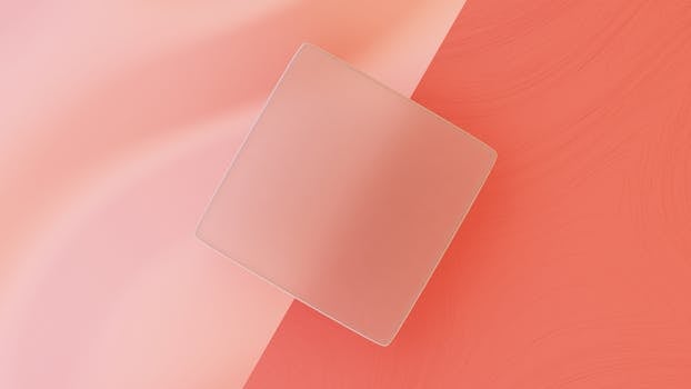 Abstract peach-toned design featuring a square glass object in a minimalist style. Perfect for backgrounds.