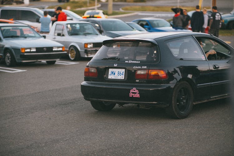 Honda Civic Near Parked Cars