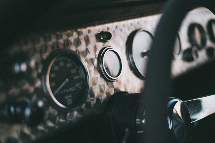 Car Instrument Panel In Close Up View