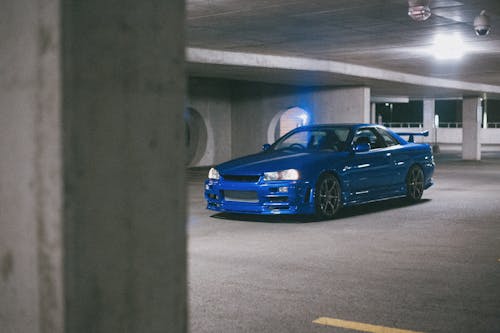 A Blue Nissan Skyline GT-R