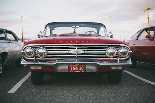 Free A Vintage Red Chevrolet Car Stock Photo