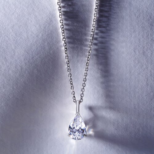 Silver Chain Necklace With Diamond Pendant