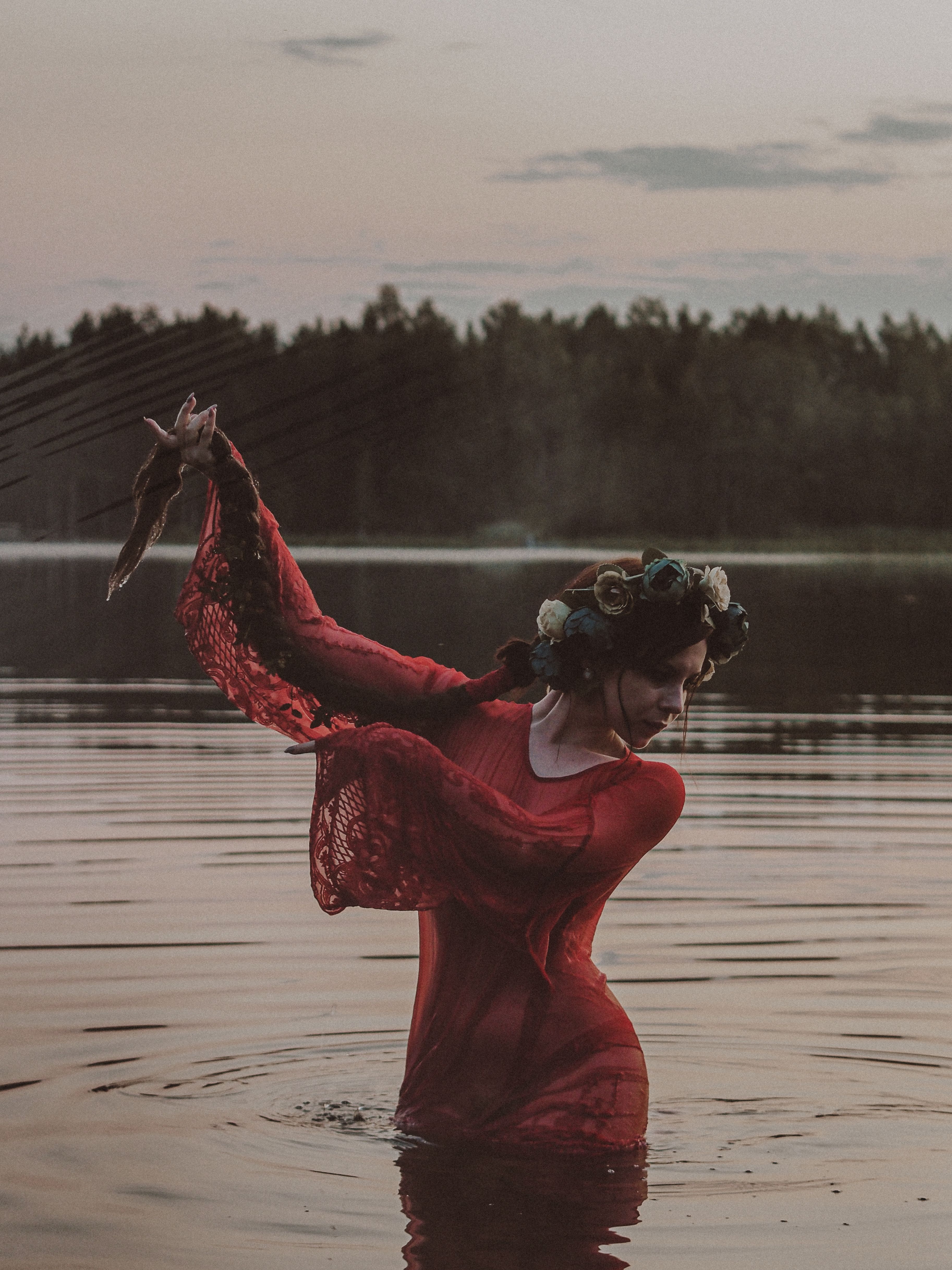 Woman in Red Dress in the Water · Free Stock Photo