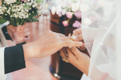 Person Wearing Gold Wedding Band