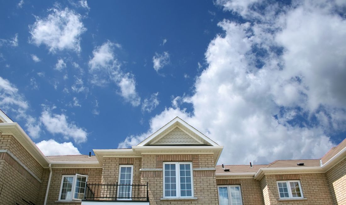 Modern brick house with large windows