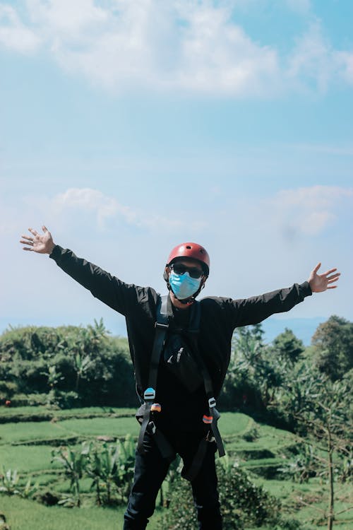 Man Wearing Harness