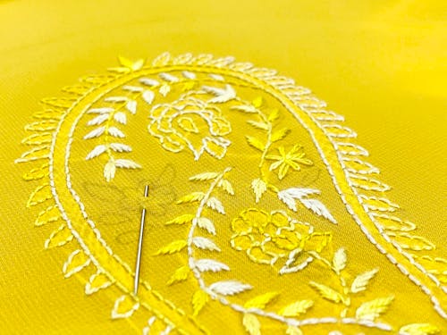 Close-Up Shot of a Yellow Textile