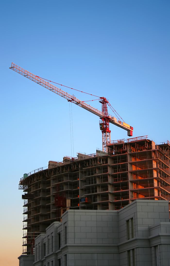 Crane over the Sunrise housing estate during framing