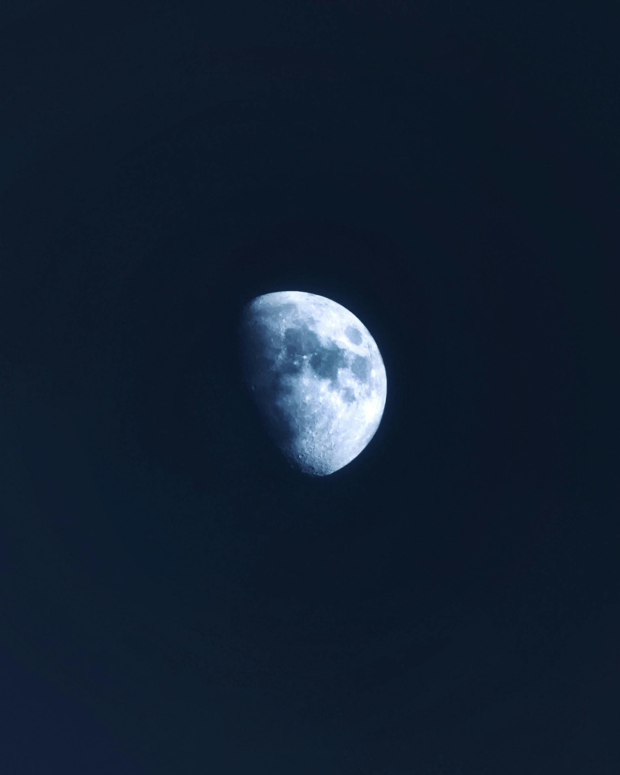 Half Moon on Night Sky · Free Stock Photo