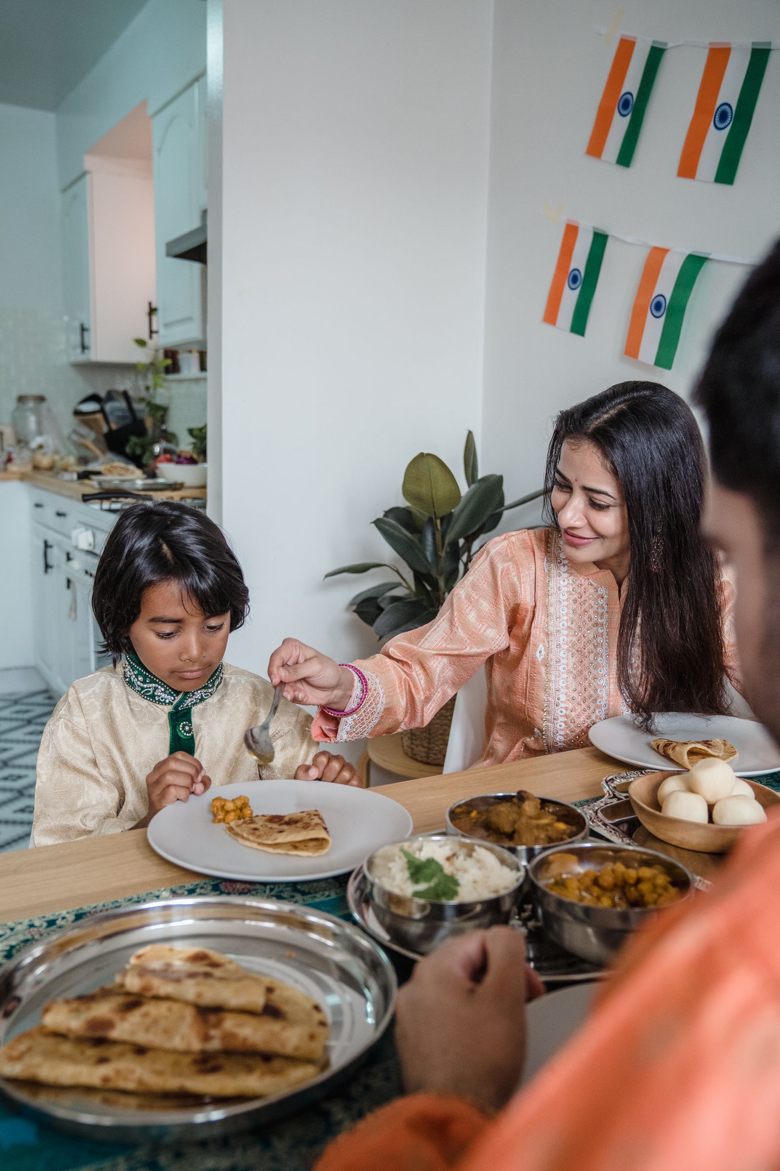 Family dining together