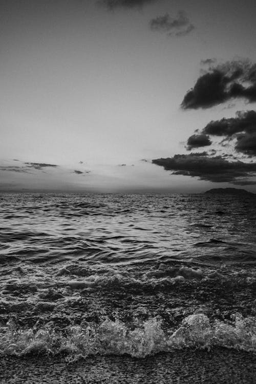 Grayscale Photo of an Ocean 