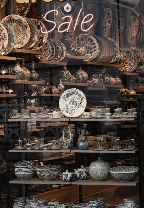 Free Crockery on Display at a Store Stock Photo
