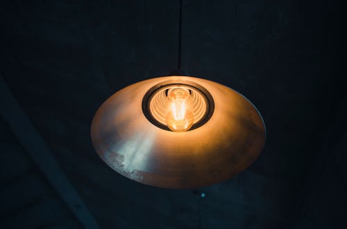 Free Light Reflecting from Metal Lampshade  Stock Photo