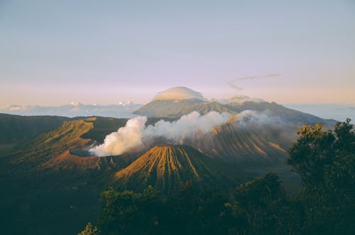 Free Volcano with Smoke Stock Photo