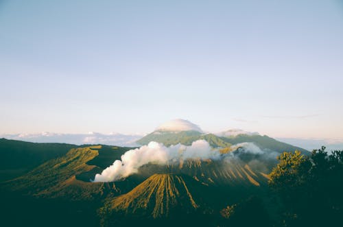 Free Smoke Coming from a Volcano Crater Stock Photo