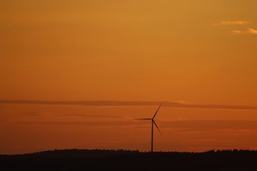 Free Silhouette of  Wind Turbine during Sunset Stock Photo