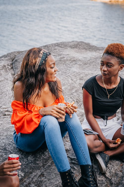 Free Women talks to her Friend Stock Photo