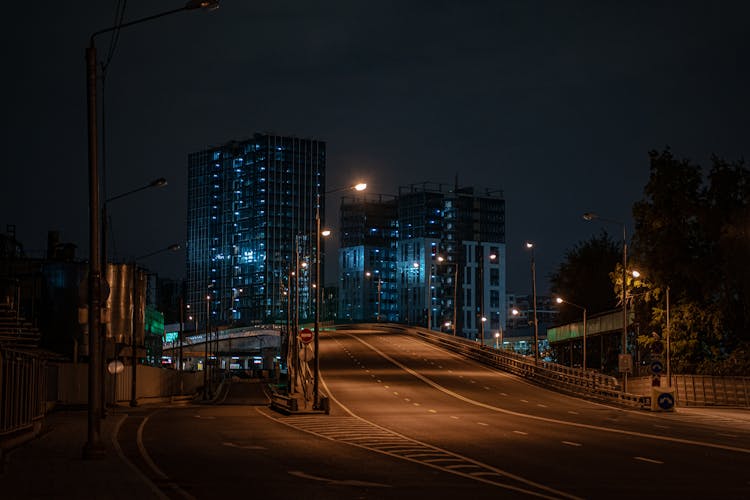 Modern Buildings At Night