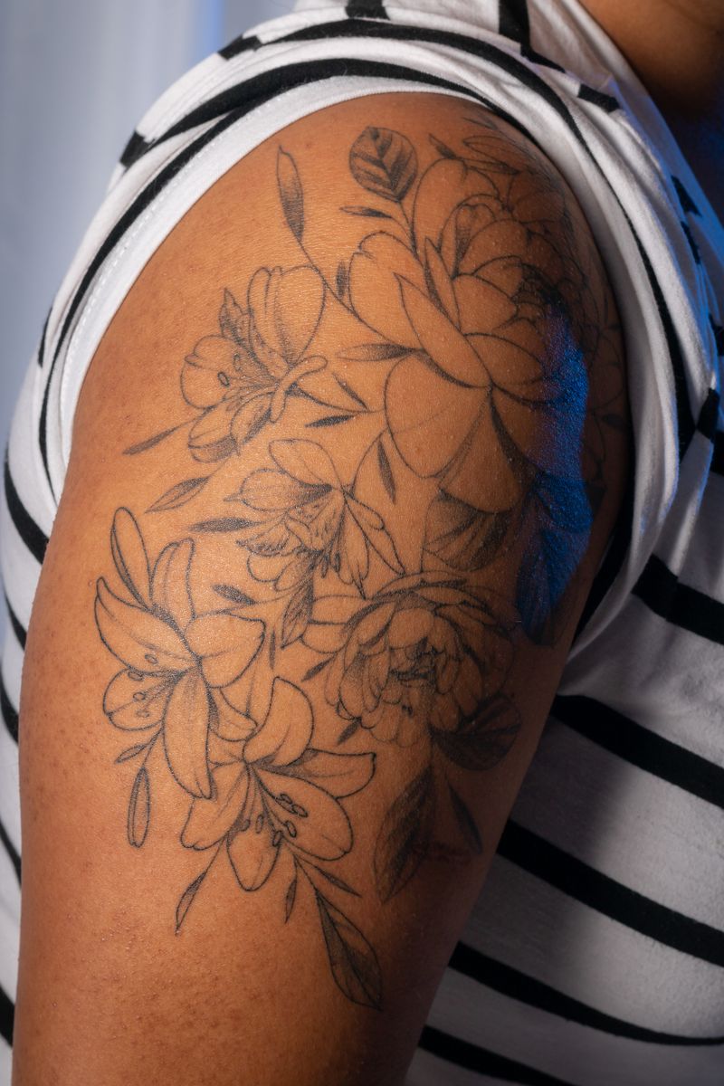 Floral tattoo close-up