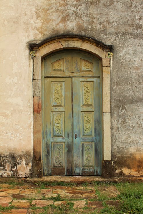 Exterior of a Building with Old Wooden Door 
