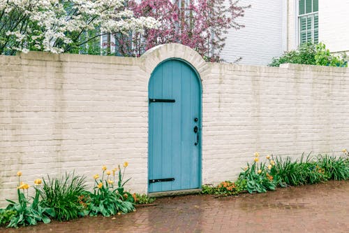 A Blue Door on the Brick Wall