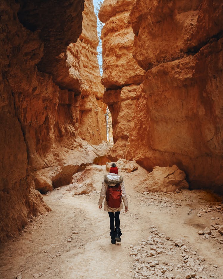 A Woman Walking In The Bryce Canyon