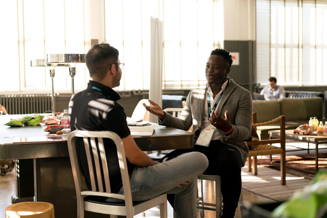 Intimate meeting between two different men.