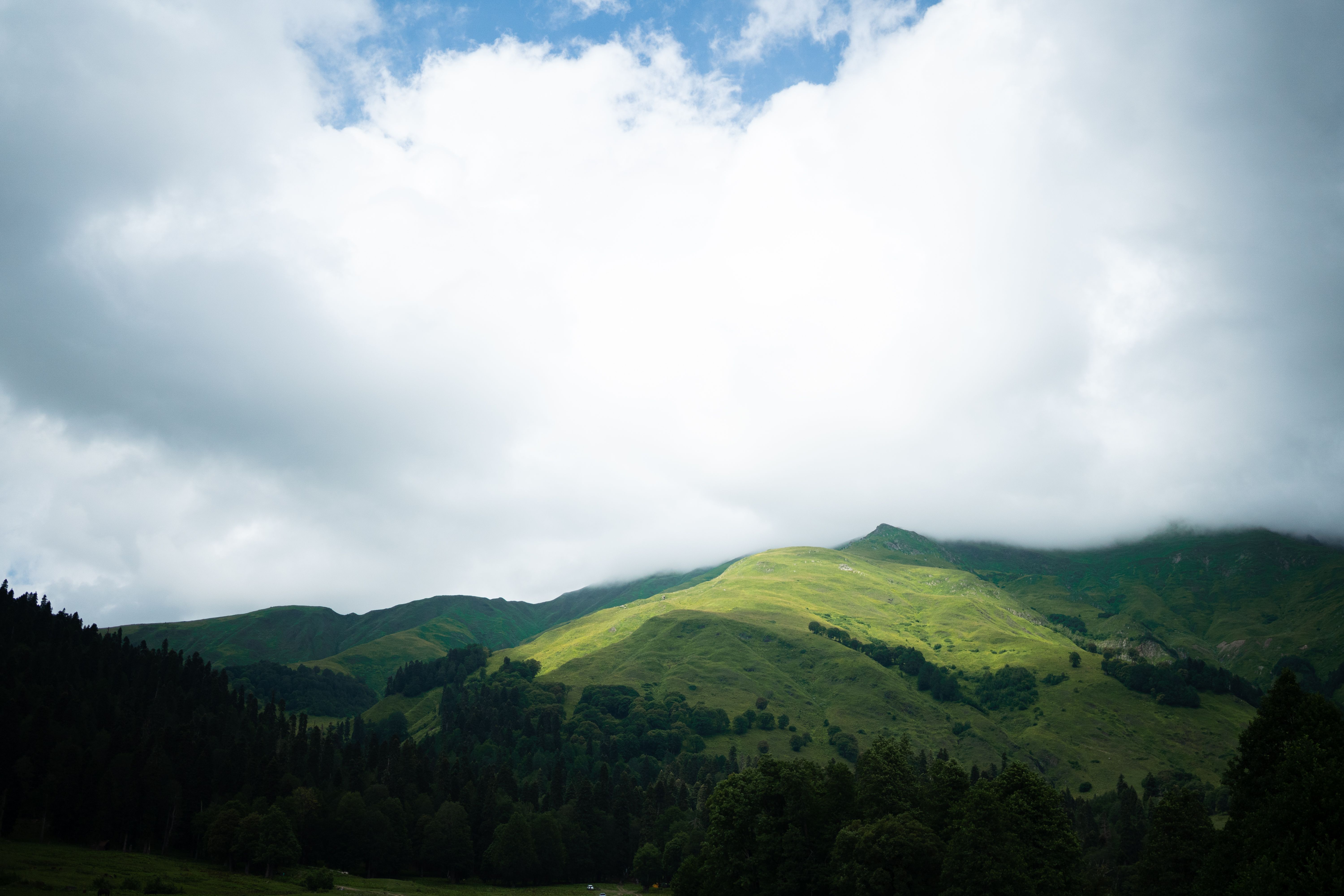 Green Mountain Under White Clouds · Free Stock Photo