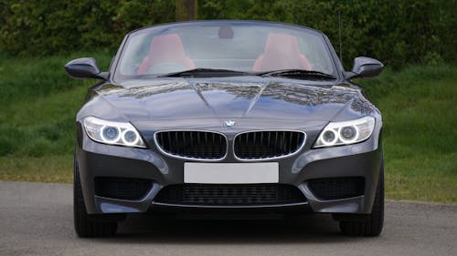 Black Bmw Convertible in Front of Green Bushes