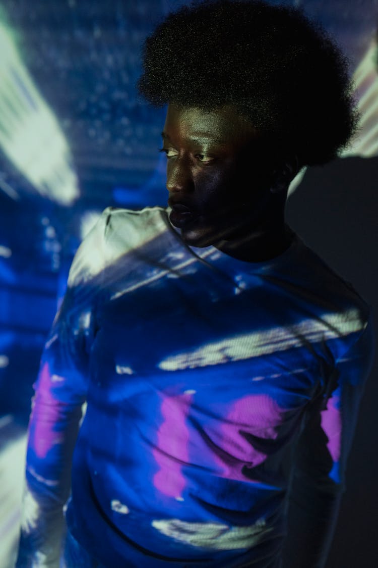 Colorful Lights On Man's Shirt