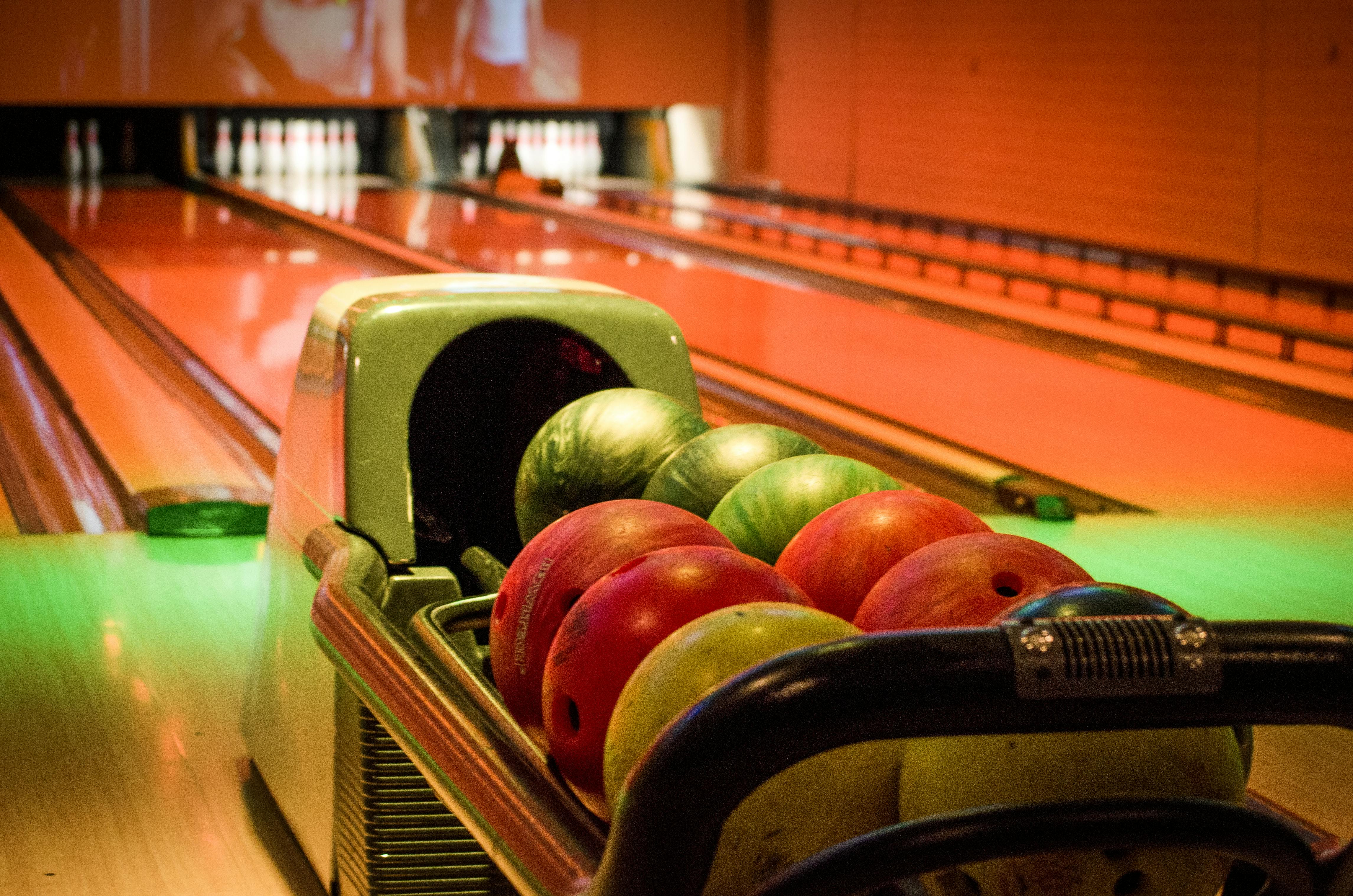 Free stock photo of alley, bowling, bowling balls
