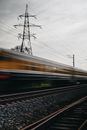 Railroad Track with Train in Motion