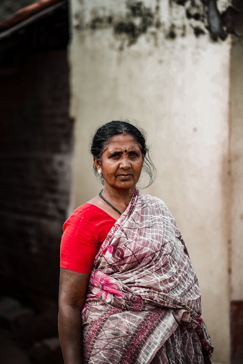 Elderly Woman Wearing a Saree