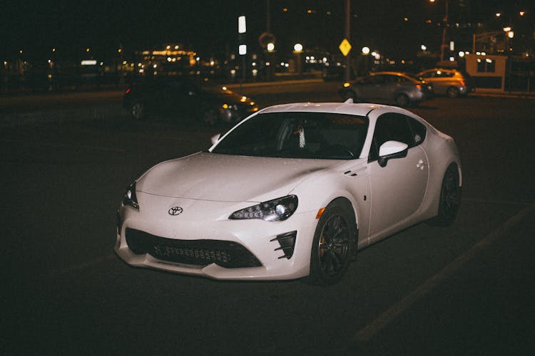 A Parked White Toyota 86