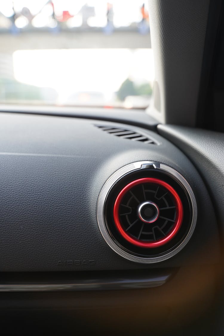 Silver And Red Car Aircon