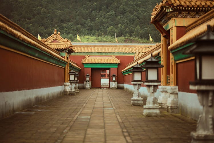 Asian Buildings And Temple Gate